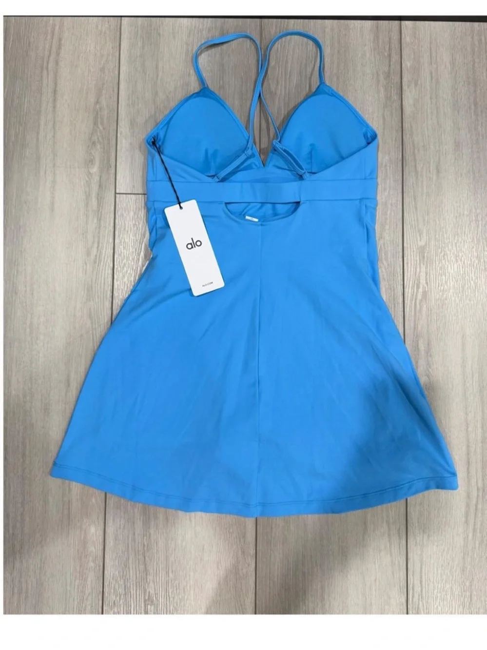 ALO Yoga Women’s Airbrush Splendor Mini Dress in Azure Blue — Size M